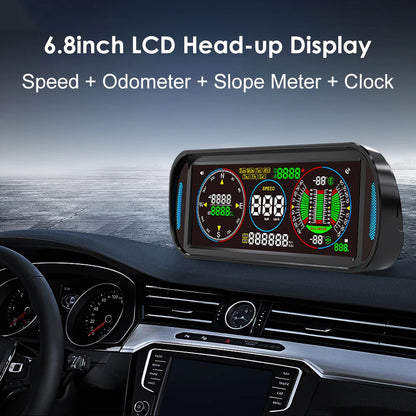 KWHUD Inclinometer 4X4 Off Road LCD Screen HUD Display Car Speedometer Digital GPS Odometer Tilt Pitch Angle Slope Meter Gadgets