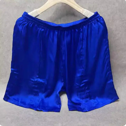 100% Mulberry Silk Men Boxer Underwear Couple Rubber Band Thin Short Home Pants Promotion Woman Can Wear