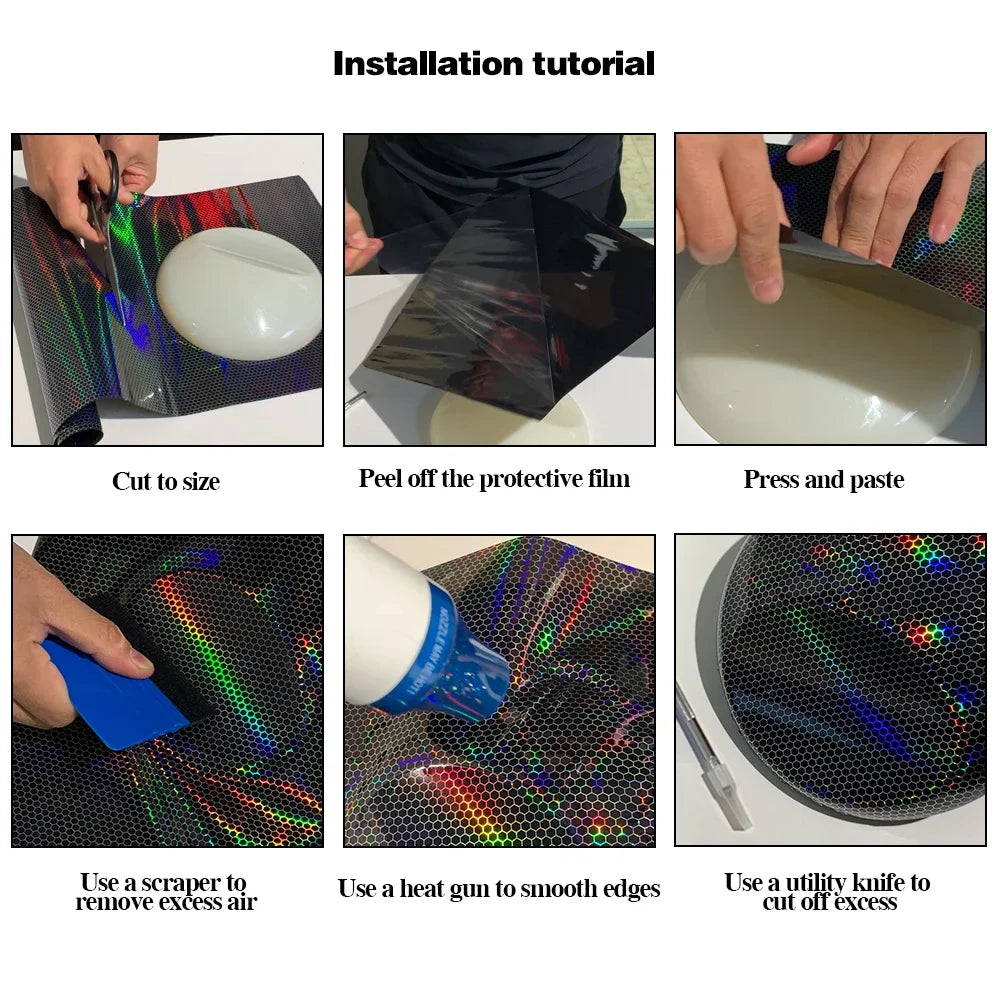 Carbon Fiber Sticker High Gloss Honeycomb Vinyl Wrap Film Waterproof Adhesive Auto Body Decoration Decal Tunning Car Accessories