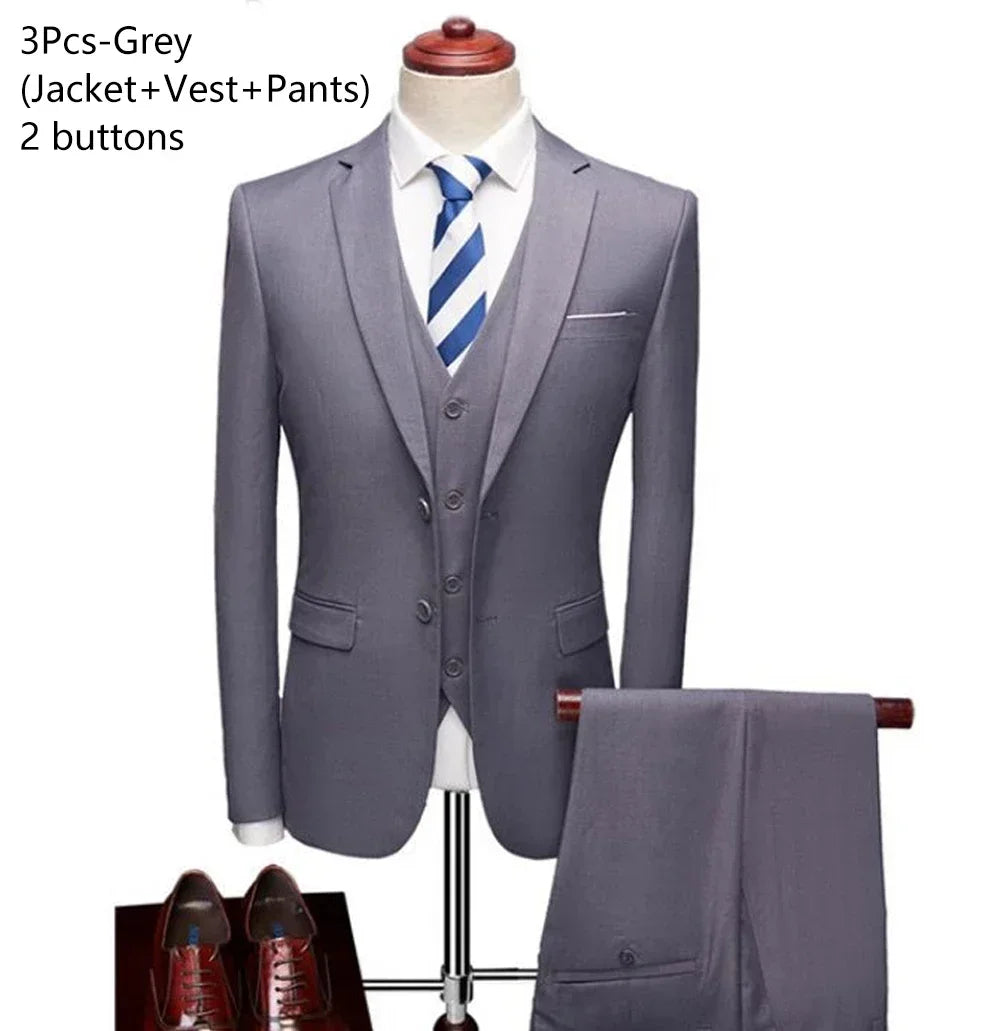 Men Suits Wedding 3 Pieces Elegant 2 Outfit Set Blazers Fashion  Business Classic Jackets Vest Pants 2024 Formal Clothing