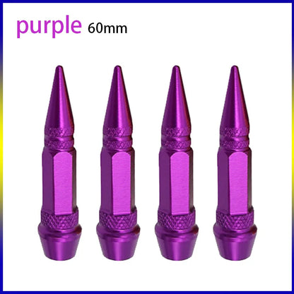 4pcs 45mm 60mm Universal Car Tire Valve Stem Cap Wheel Rim Stem Spike Shaped Dust-proof Air Metal Cap Cover for Motorcycle