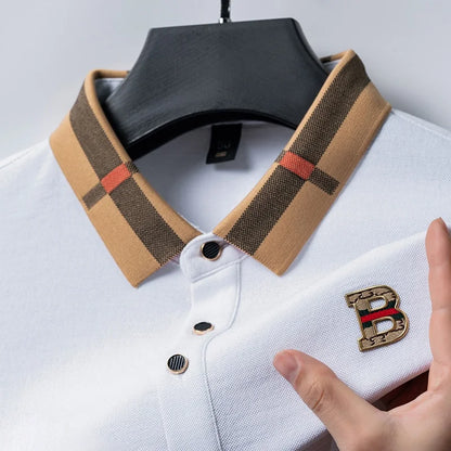 Summer Men's New Cotton Tailored Fit Polo Shirt Comfort Breathable Business Luxury Golf Daily Short Sleeve Refined 3D Badge Tee