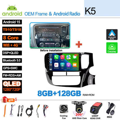 Android 16 For Mitsubishi Outlander 3 GF0W GG0W RHD 2012-2018 RHD 9 Inch Car Radio Auto radio GPS Navigation WIFI 5G Multimedia