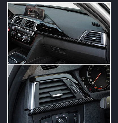 LHD Car Styling Carbon fiber Center Console Air outlet Panel Cover Trim Stickers frame For BMW F30 F31 F32 F34 F36 Accessories