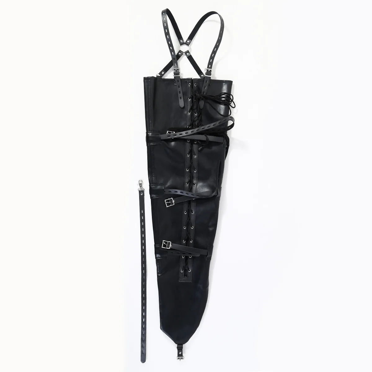 BDSM Mermaid Restraint Bag Leather Straitjacket Fetish Half Body Bondage Legging Binder Slave Ankle Cuff Binding Erotic Sex Tool