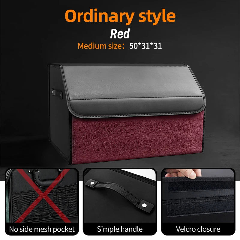 Car Suede Trunk Organizer Large Capacity Leather Foldable Storage Box Portable Multifunctional Tool Organizer Car Accessories