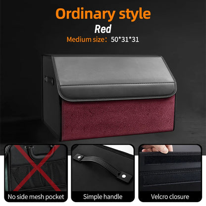 Car Suede Trunk Organizer Large Capacity Leather Foldable Storage Box Portable Multifunctional Tool Organizer Car Accessories