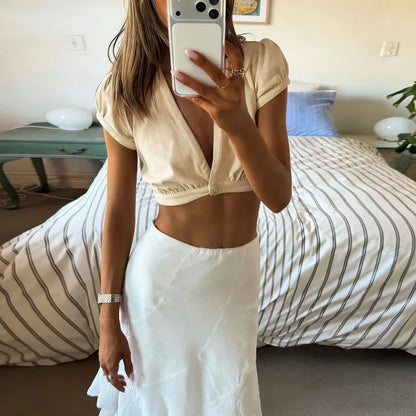 Tossy Summer Casual V-Neck For Women Tops Vest Sexy Short Sleeve  Holiday Beach Cropped Y2k Top Female Patchwork Tank Top 2026