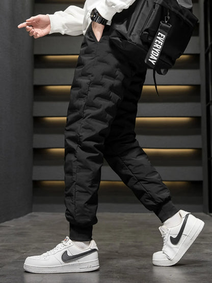 Thickened Lamb Velvet Men's Winter Outdoor Wear Windproof Coldproof Fleece Lined Pants Large Size Warm Waterproof down Cotton...