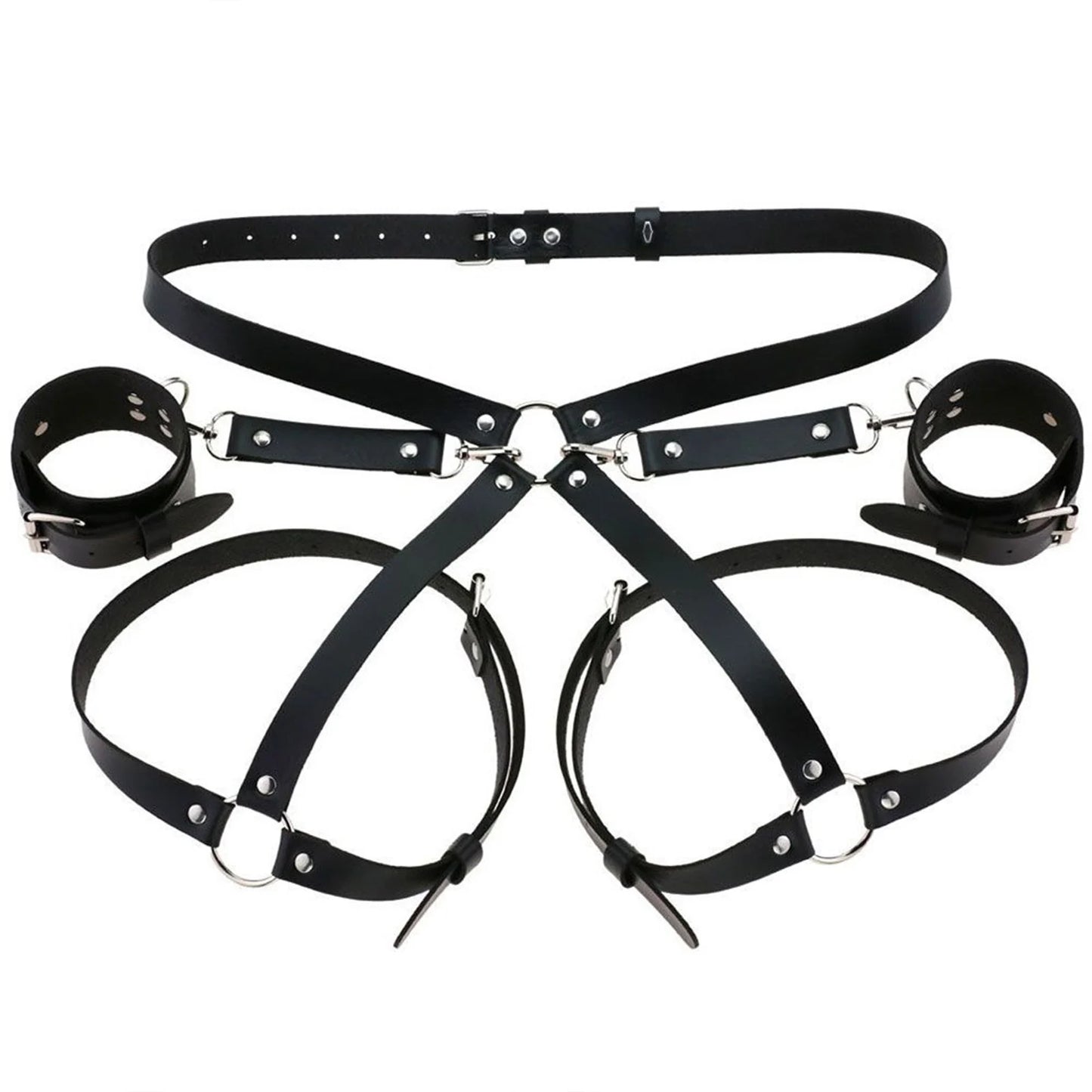 Women Sexy PU Leather Harness Sexy Lingerie BDSM Sexual Outfit Garter Belt Fetish Erotic Gothic Sex Costume Babydoll Underwear