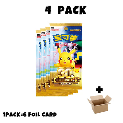 New Pokemon 30th Anniversary All Foil Cards Chinese Ver Booster Pack Special New PTCG Sealed FUR Pikachu Cards For Collection