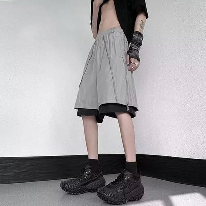 Utility Cargo Shorts Men Summer Military Tactical Zipper Pockets Streetwear Loose Fit Casual Shorts