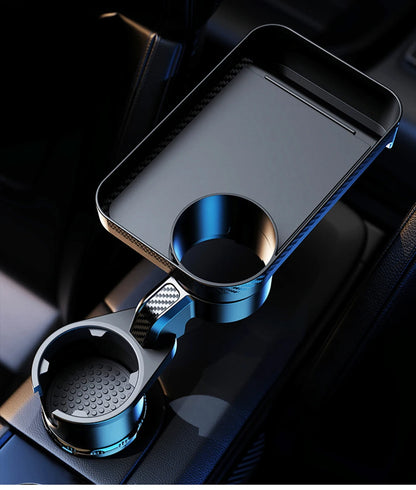 Car Cup Holder Expander Multi-Function Drink Holder with Food Table 360-Degree Adjustable Base Tray for Snack