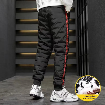 Thiened Fce Lined Du down Trousers Men's Autumn Winter Outerwear Warm Long Pants Cotton Pants Casual Teenage Sle