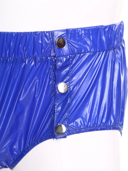 Mens Waterproof Incontinence Diaper Cover Solid Color Elastic Waistband Side Pressing Button Tear-away Washable Briefs Underwear