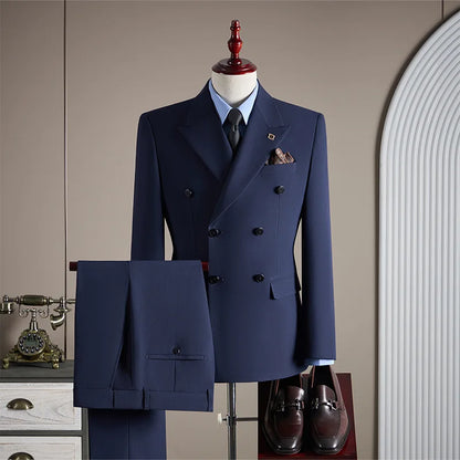 Elegant Men Slim Fit Suit Sets Formal Party Business Outfits Evening Prom Male Performance High Quality Blazer Pants 2 Pieces