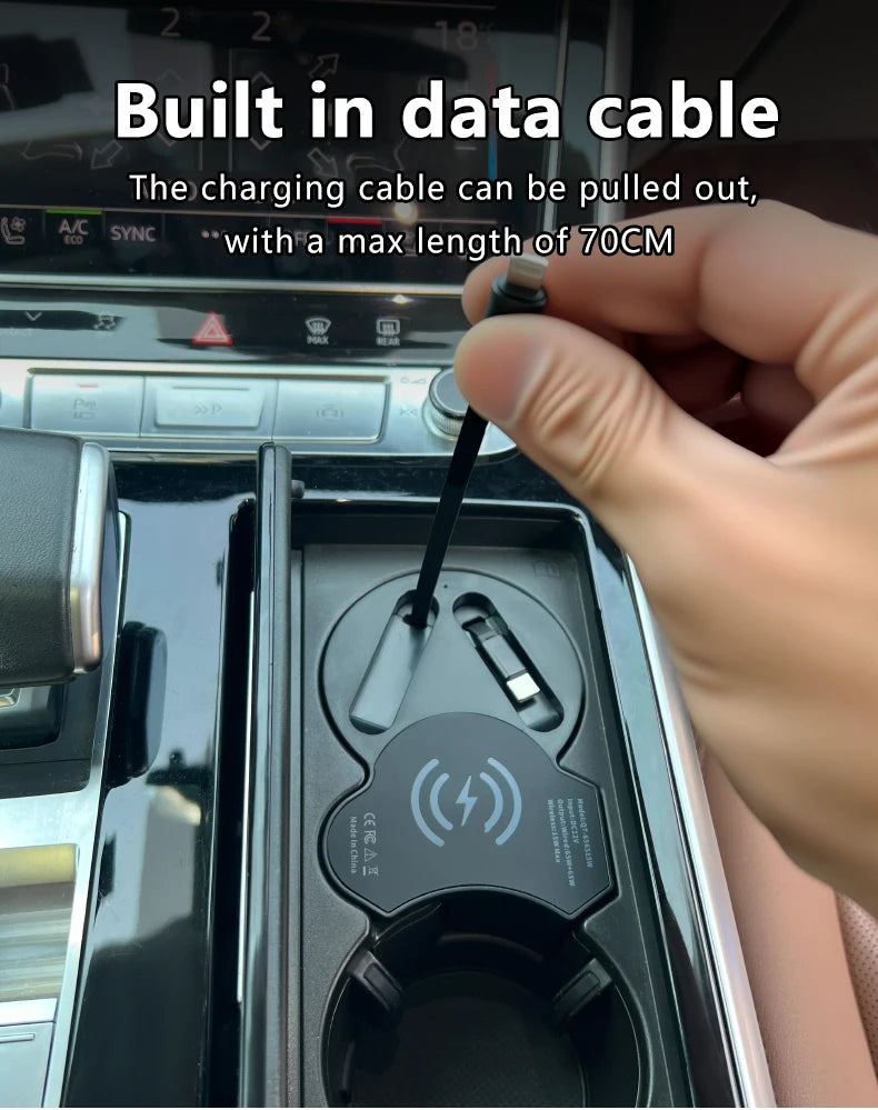 For Q7 Q8 SQ7 SQ8 15W Car Wireless Charger Wireless Charging Cigarette Lighter Fast Charging for iPhone, Huawei, Samsung, Xiaomi