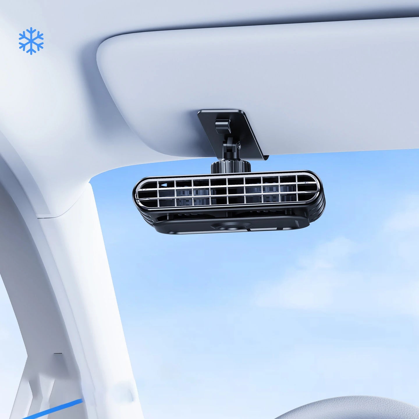 Eary Car Clip Fan Portable USB Rechargeable 30000mAh Sun Visor Fan 360° Rotate 5 Speeds Cooling Fan Ultra-thin Quiet Auto Cooler