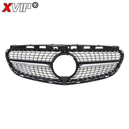 XVIP Chrome Black Diamonds Style Upper Grille Grill For Mercedes Benz E-Class W212 4 Door 2014-16 E200 E250 E300 E350 E400 E500
