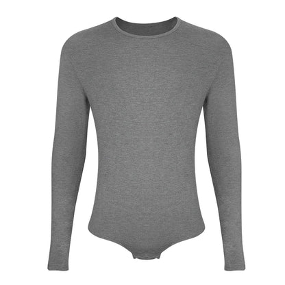 Miss Moly Men Thermal Full Body Shaper Long Sleeve Slimming Undershirt Tummy Control Bodysuit Shapewear Romper Round Neck Faja