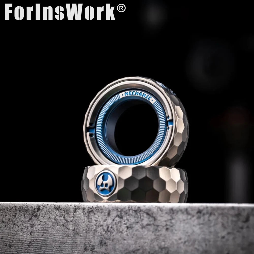 LAUTIE Titanium Blue Mechanic-Thorns Fidget Ring, Spy Wars Series Adjustable Magnetic Settings Magnetic Fidget Toy