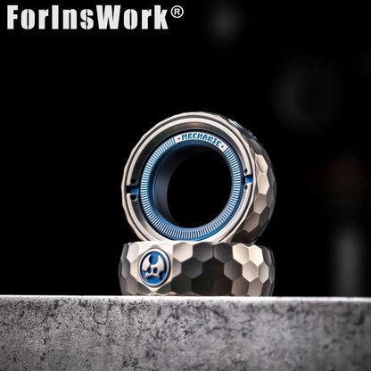 LAUTIE Titanium Blue Mechanic-Thorns Fidget Ring, Spy Wars Series Adjustable Magnetic Settings Magnetic Fidget Toy