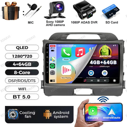 Car Radio Android 15 For KIA Sportage 2010 2011 2012 2013 2014 2015 2016 5G WIFI Qualcomm Navigation DSP Stereo Multimedia GPS