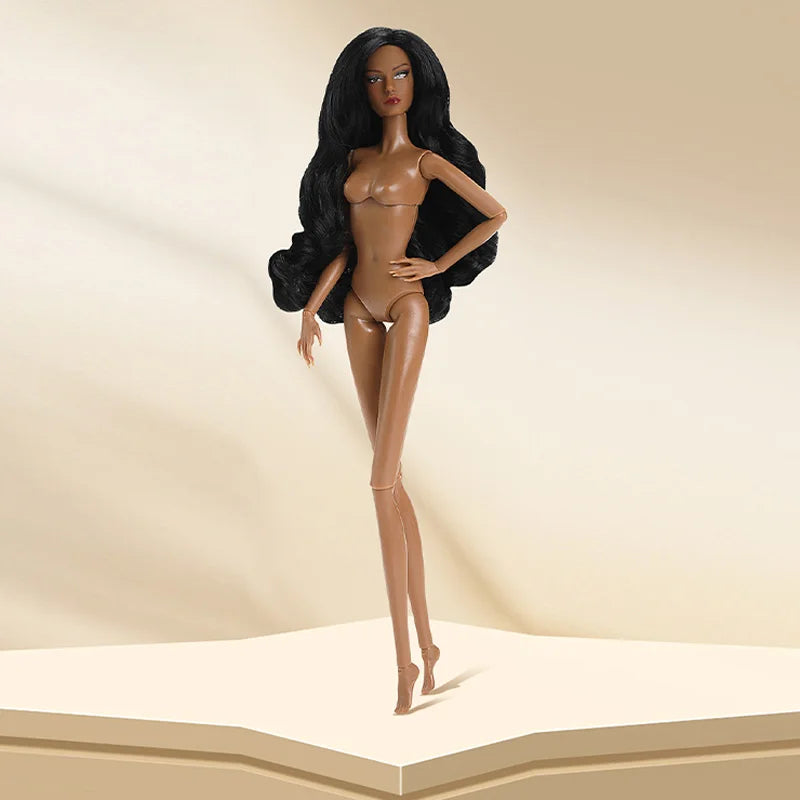 New 32cm 2nd Gen Supermodel Doll Nylon Hair Fashion Freckle Make-up 14 Joints Fair/dark Skin 1/6 Female Doll Collectible Gifts