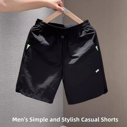 2025 New Ice Silk Basketball Shorts Men's Sporty American Trendy Brand Quick Dry Loose Running Casual Five-Quarter Pants
