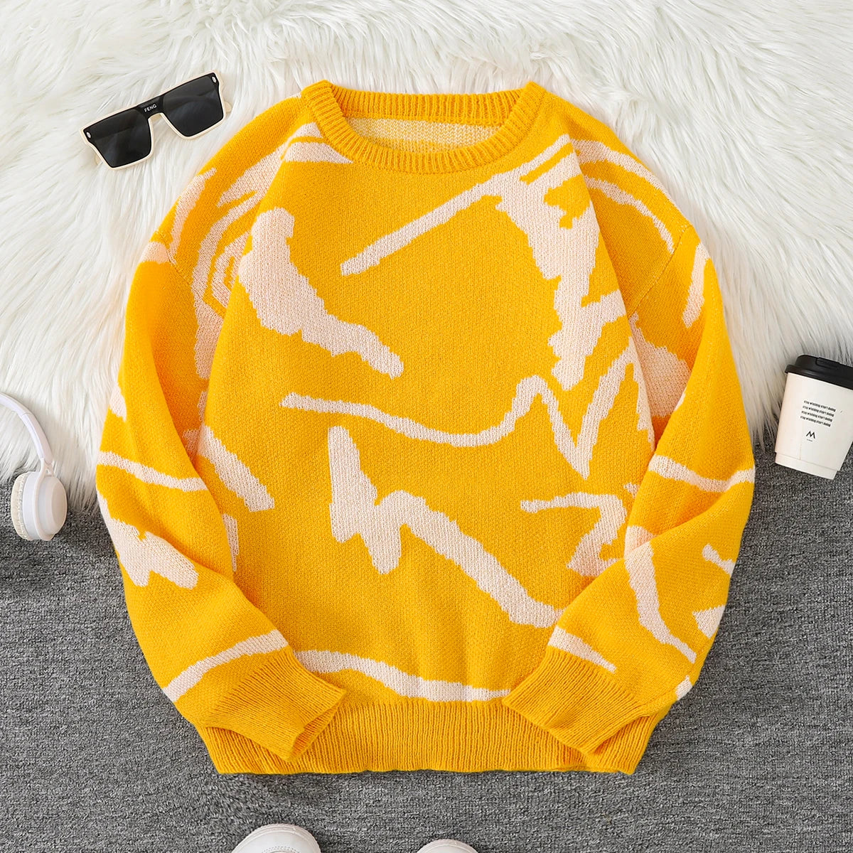 Unisex Sweaters, Casual and Comfortable with Dropped Shoulders, Autumn and Winter Knitwear, Soft Regular-Fit Long-Sleeved Crew Neck Pullovers, Suitable for Everyday Wear, Unisex Tops for Going Out, Men's Knit Pullovers