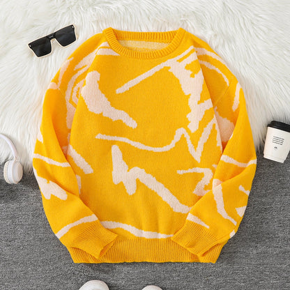 Unisex Sweaters, Casual and Comfortable with Dropped Shoulders, Autumn and Winter Knitwear, Soft Regular-Fit Long-Sleeved Crew Neck Pullovers, Suitable for Everyday Wear, Unisex Tops for Going Out, Men's Knit Pullovers