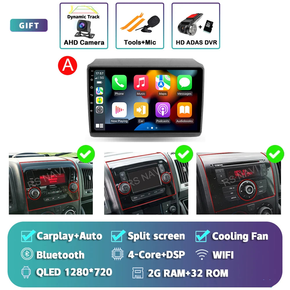 Android 15 For Fiat Ducato Peugeot Boxer Citroen Jumper 2006-2022 2K QLED Android Car Radio Multimedia stereo Player GPS CarPlay