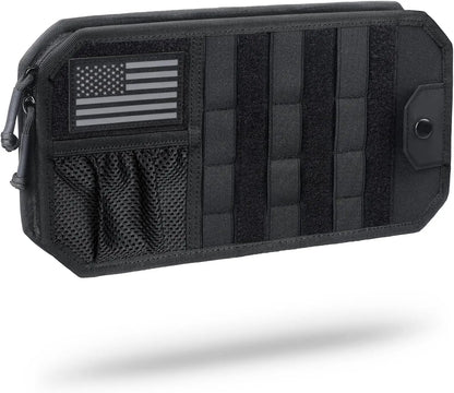 Tactical Car Sun Visor Organizer MOLLE Panel Pouch Universal Vehicle Visor Storage Bag for Sunglasses, Tools, Documents