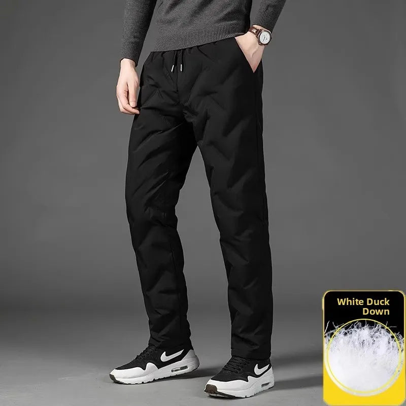 TUCANO Men's Thickened down Cotton Pants Outdoor Winter Sports Wearable Long Trousers Youth Casual Straight Leg Multi Pocket