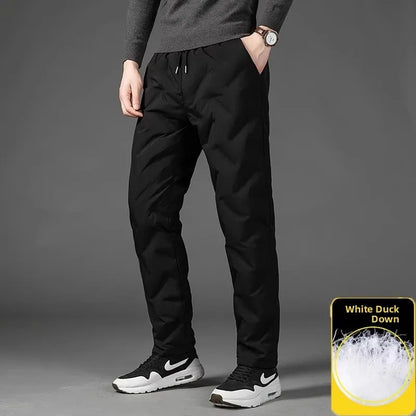 TUCANO Men's Thickened down Cotton Pants Outdoor Winter Sports Wearable Long Trousers Youth Casual Straight Leg Multi Pocket