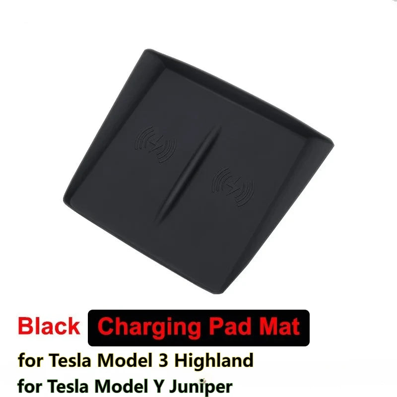 For Tesla Model Y Juniper 2025 Accessories Under-Screen Storage Organizer Box Center Console Screen Protect Trim Charge Pad Mat