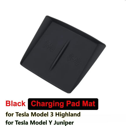 For Tesla Model Y Juniper 2025 Accessories Under-Screen Storage Organizer Box Center Console Screen Protect Trim Charge Pad Mat