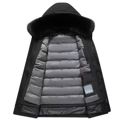 Luxury High Quality Men's Mid-Length Down Jacket Parka Winter Coat Thicken Warm  White Duck Down Plus Size Down Jacket Men Trend