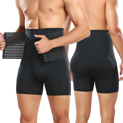 Men Tummy Control Underpants Waist Trainer Slimming Shapewear Padded Butt Lifter Hi-Waist Shorts Compression Body Shaper Boxer
