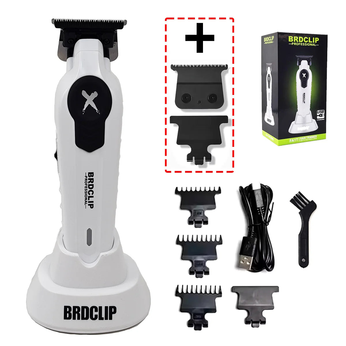 BRDCLIP  X Series White FA1T 7700RPM Professional Electric Hair Trimmer Hair Clipper For man carving DLC Blade Barber Shop Tool