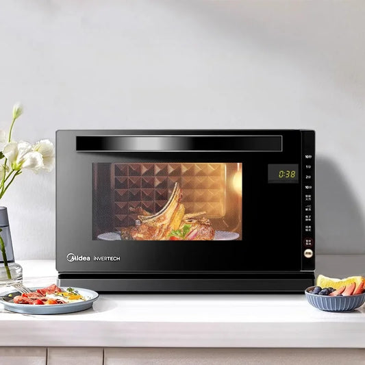 Midea M3-208E Inverter Microwave Oven, 20L Drop - Down Door Flat Plate Light Wave Grill Combo for Home