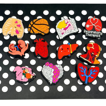 10Pcs Cartoon Human Organs Model Pvc Garden Shoe Decorations Buckle Button Clog DIY Wristbands Sandals Shoes Charms Kids Gift