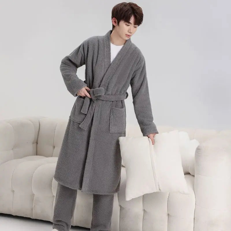 Arctic Velvet Thiened Women's Sp Robe Island Velvet Couples Bath Robe Coral Velvet Men's Home Clothes Autumn Winter Home...
