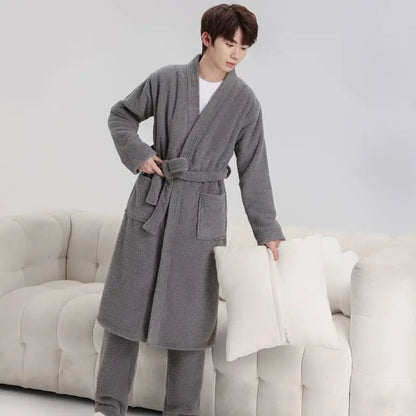 Arctic Velvet Thiened Women's Sp Robe Island Velvet Couples Bath Robe Coral Velvet Men's Home Clothes Autumn Winter Home...
