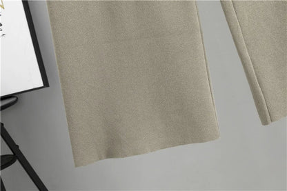 2025 Autumn Winter Women Long Cardigan 3 Piece Set Knit Pants High Neck Vest Wide Leg Trousers Outfit