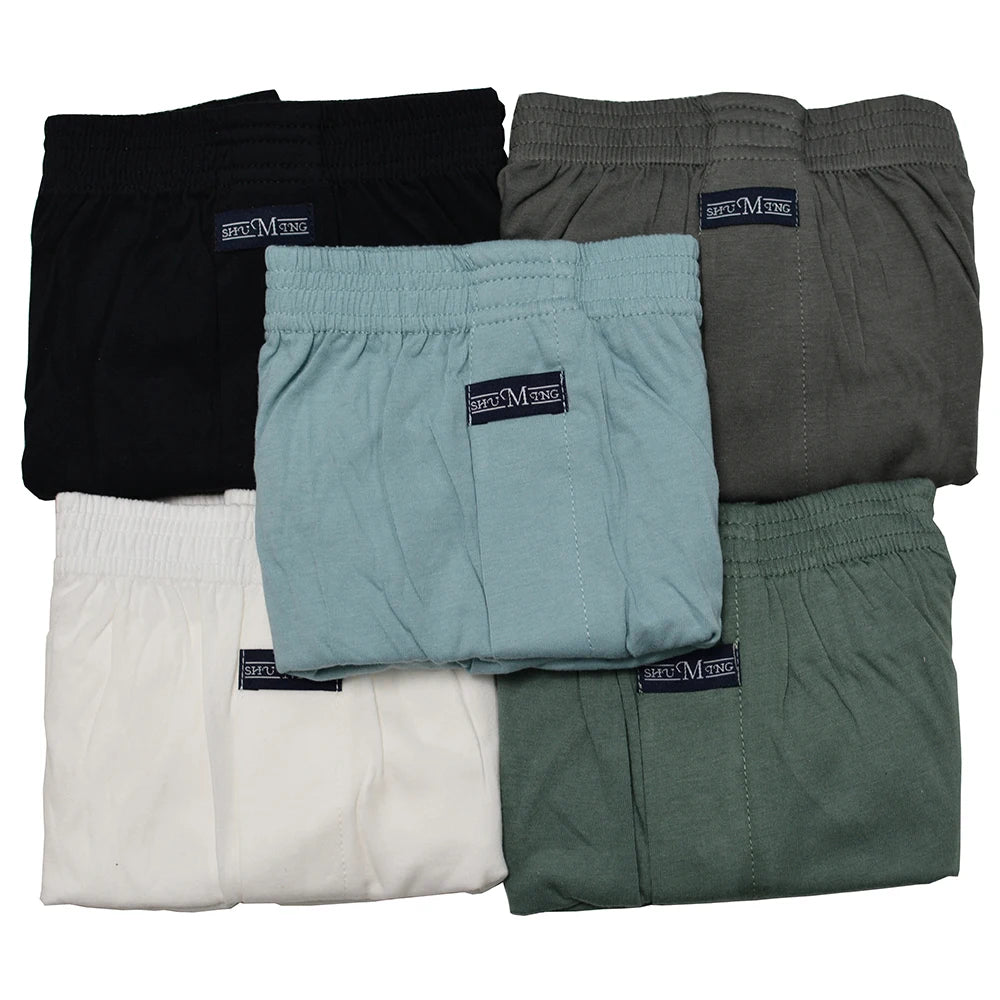 5PCS/Pack 100% Cotton Men Solid Pajama Pants Casual Elastic Waist Sleeping Shorts 3D Crotch Bottoms Breathable Pijama Hombre