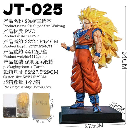 54cm JT 2% SSJ3 Dragon Ball Goku Action Figures Large Size PVCAnime Static Statue GK Collectible Model Toys Desktop Deco Gift