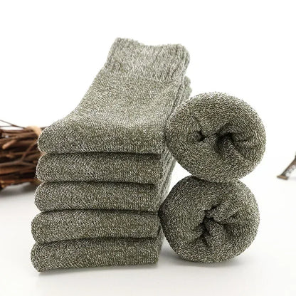 5pairs Winter Merino Wool Socks for Men Super Thick Warm High Quality Harajuku Retro Snow Casual Antifreeze Cashmere Socks Men