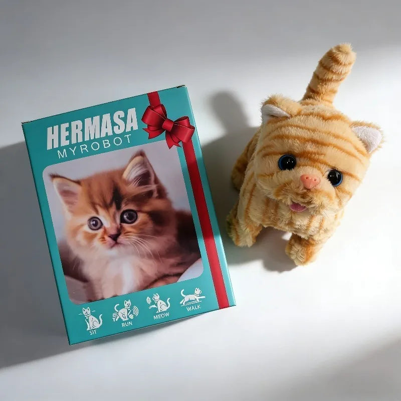 Electric Walking Meowing Cat Toy - Realistic Plush Pet That Runs, 2026 Cute Gift for Kids Electronic Toys Bebes