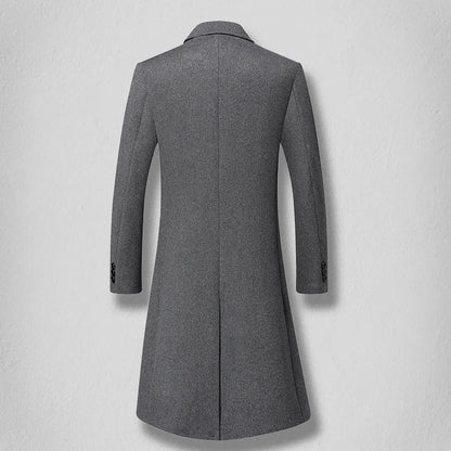 High-end men's fashionable and stylish new men's solid color versatile, trendy and casual long woolen coat